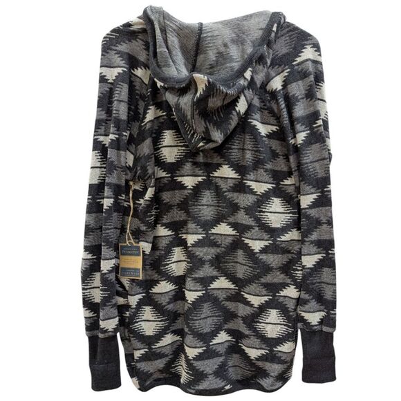 Pendleton Everywear Aztec Gray Hooded Duster Cardigan Sweater Womens S NWT - Picture 2 of 5